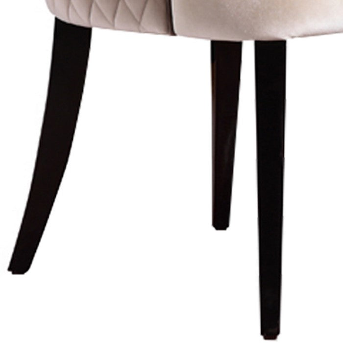 Fabric Upholstered Dining Chair with Diamond Pattern Back, Cream