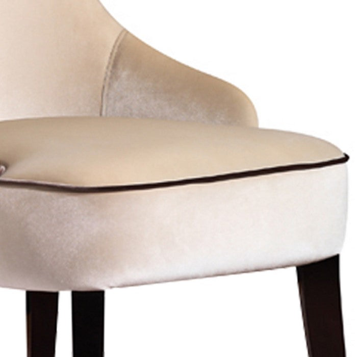 Fabric Upholstered Dining Chair with Diamond Pattern Back, Cream