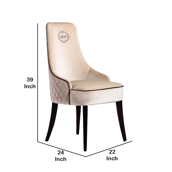 Fabric Upholstered Dining Chair with Diamond Pattern Back, Cream