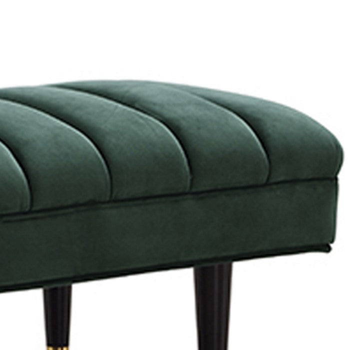 Rectangular Bench with Vertical Plush Tufted Seat and Tubular Legs, Green