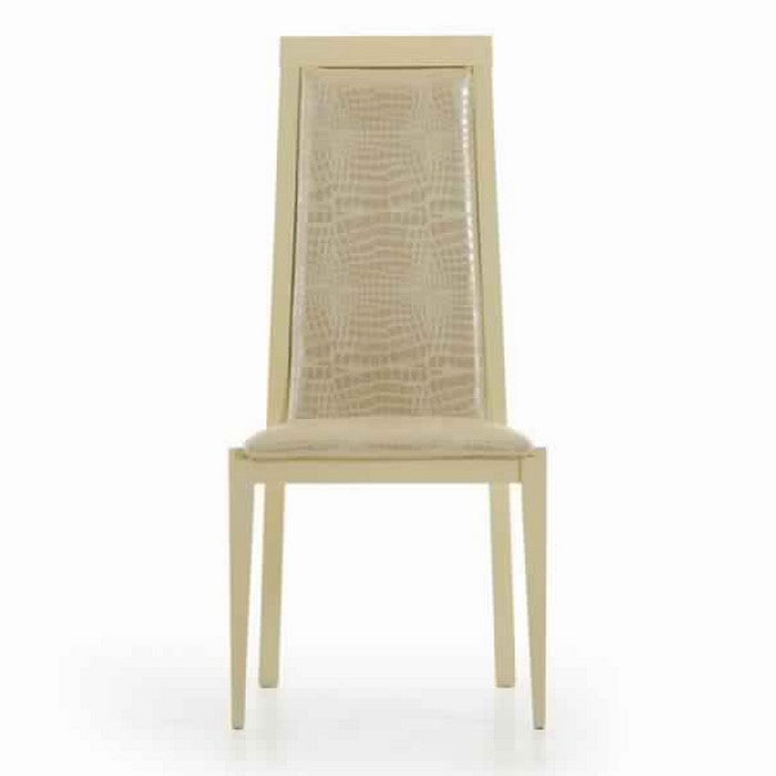 Leatherette Upholstered Dining Chair with Textured Details, Set of 2, Beige