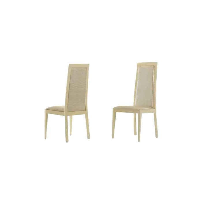 Leatherette Upholstered Dining Chair with Textured Details, Set of 2, Beige