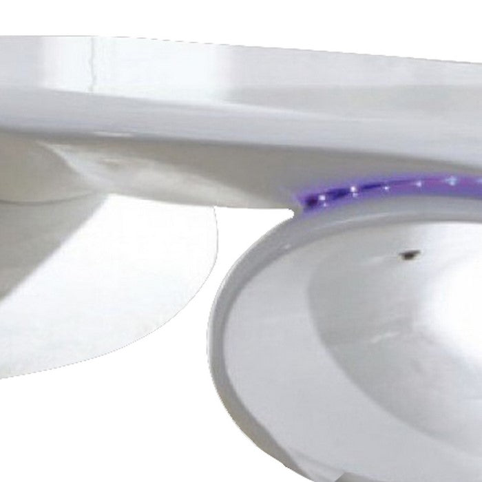 Contemporary Coffee Table with Oval Base and LED Lights, White