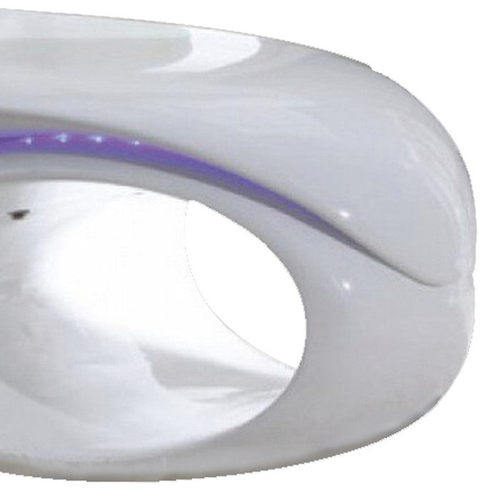 Contemporary Coffee Table with Oval Base and LED Lights, White