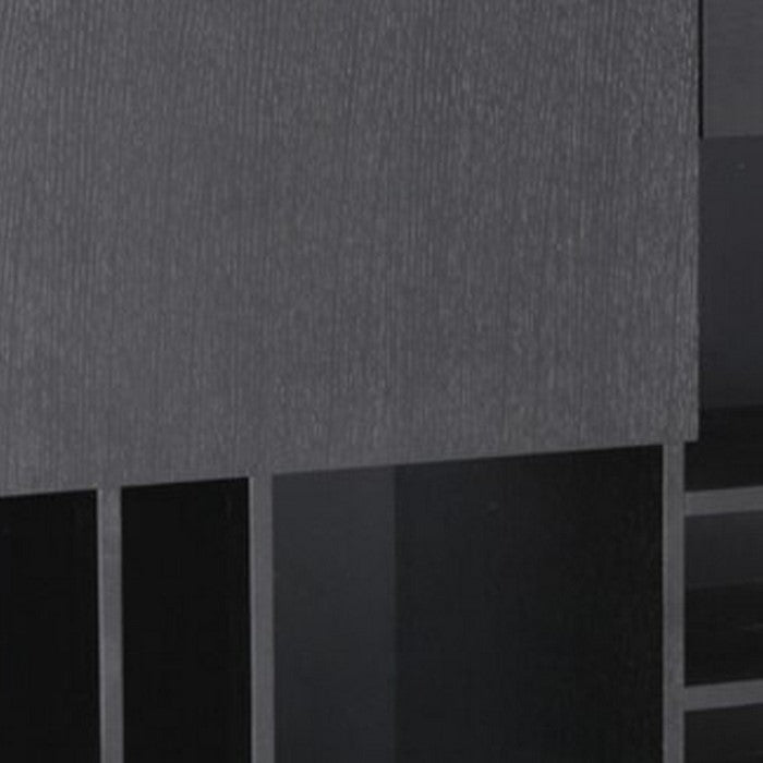 Transitional Buffet with 3 Open Shelves and Hinged Door Storage, Black