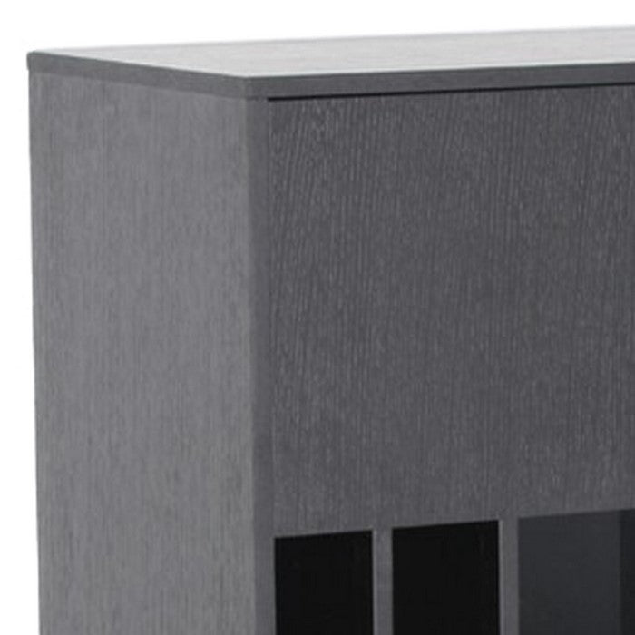 Transitional Buffet with 3 Open Shelves and Hinged Door Storage, Black