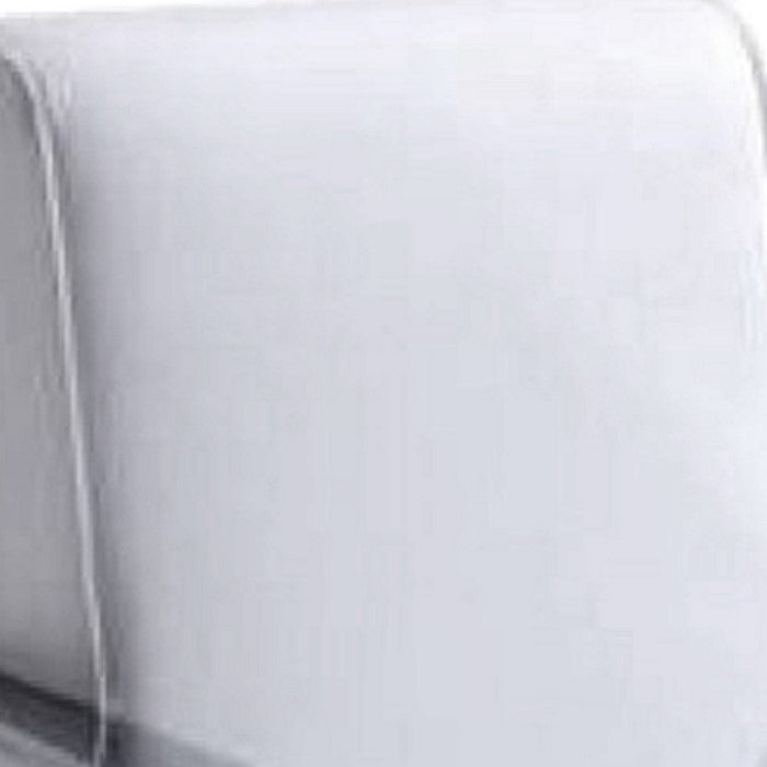 Contemporary Style Lounge Chair with Stainless Steel Arms, White and Silver