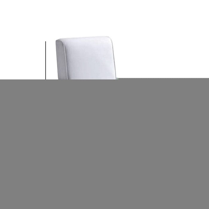 Contemporary Style Lounge Chair with Stainless Steel Arms, White and Silver
