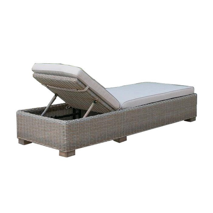 Contemporary Wicker Sunlounger with Adjustable Headrest, Brown