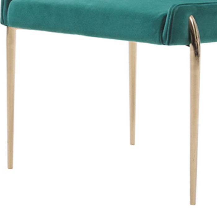 Button Tufted Curved Back Dining Chair, Set of 2,  Blue and Gold