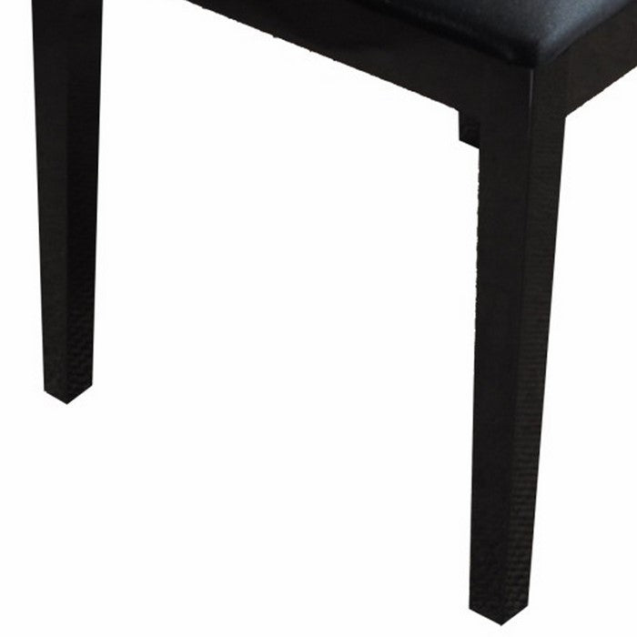 Transitional Fabric Upholstered Dining Chair with Textured Back, Black - Set of 2