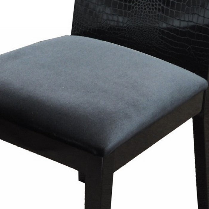 Transitional Fabric Upholstered Dining Chair with Textured Back, Black - Set of 2