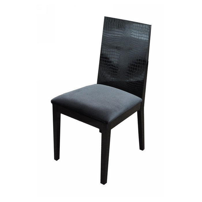 Transitional Fabric Upholstered Dining Chair with Textured Back, Black - Set of 2