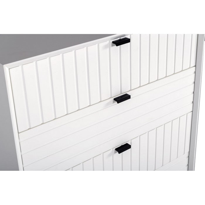 Wooden 5 Drawer Chest with Bar Pulls and Metal Straight Legs, White