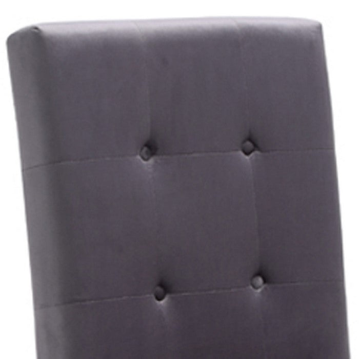 Button Tufted Dining Chair with Cantilever Base, Set of 2, Gray and Gold