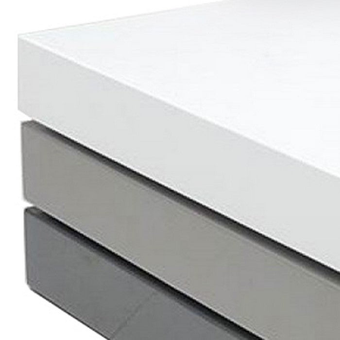 Wooden Stackable Coffee Table with Swivel Mechanism, White and Gray