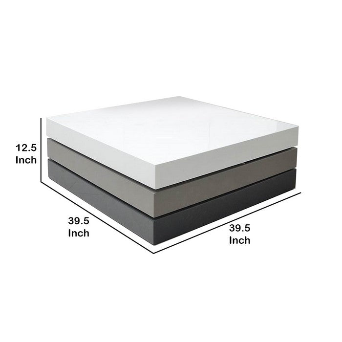 Wooden Stackable Coffee Table with Swivel Mechanism, White and Gray