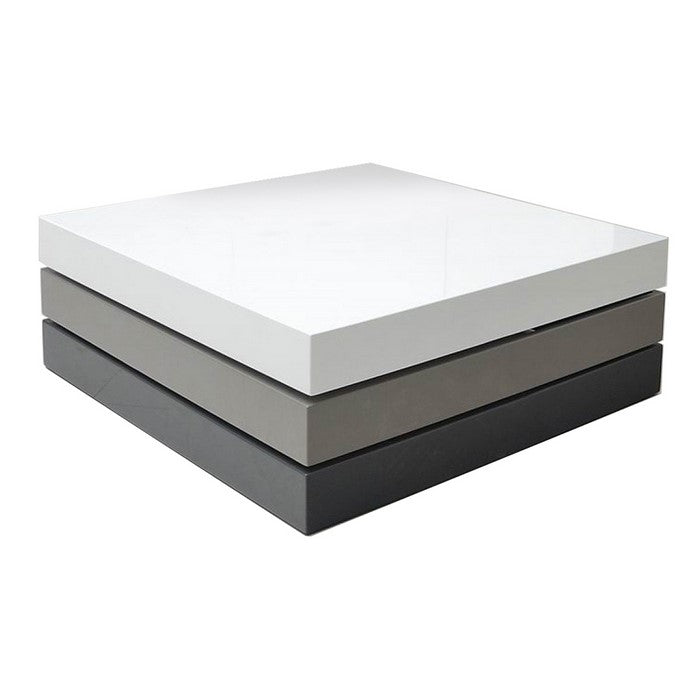 Wooden Stackable Coffee Table with Swivel Mechanism, White and Gray