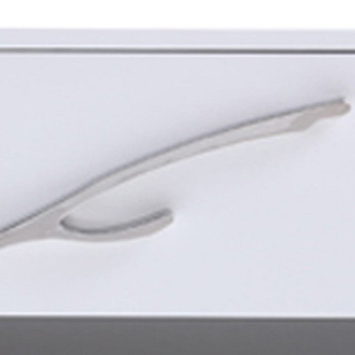 1 Drawer Wooden Nightstand with Metal Legs and Accents, White and Silver