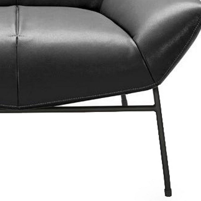 Winged Back Leatherette Lounge Chair with Flared Arms, Dark Gray