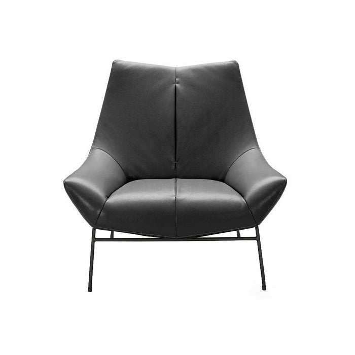 Winged Back Leatherette Lounge Chair with Flared Arms, Dark Gray