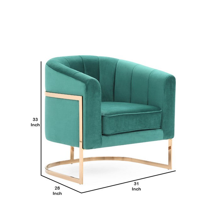 Lounge Chair with Vertical Channels and Cantilever Base, Blue and Gold