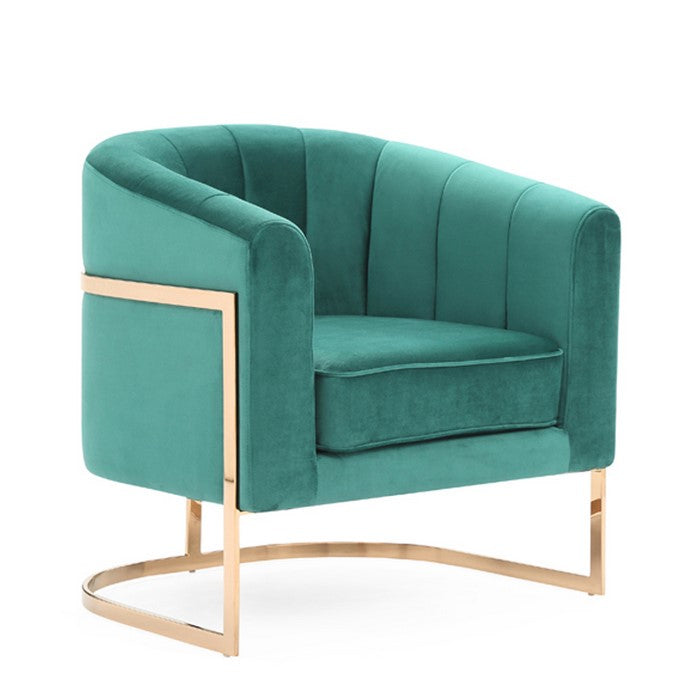 Lounge Chair with Vertical Channels and Cantilever Base, Blue and Gold