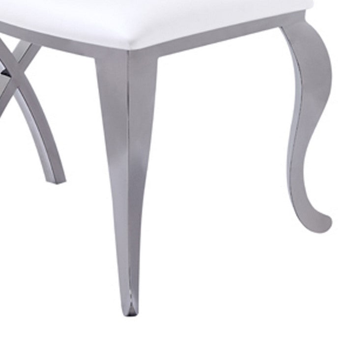 Leatherette Dining Chair with Metal Cabriole Legs, Set of 2,Black and White