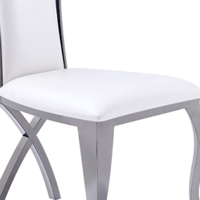 Leatherette Dining Chair with Metal Cabriole Legs, Set of 2,Black and White