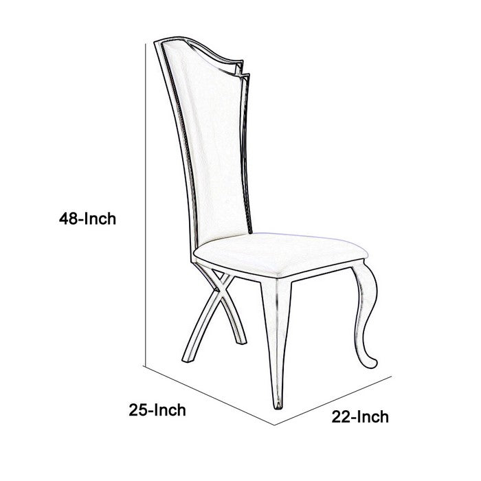 Leatherette Dining Chair with Metal Cabriole Legs, Set of 2,Black and White