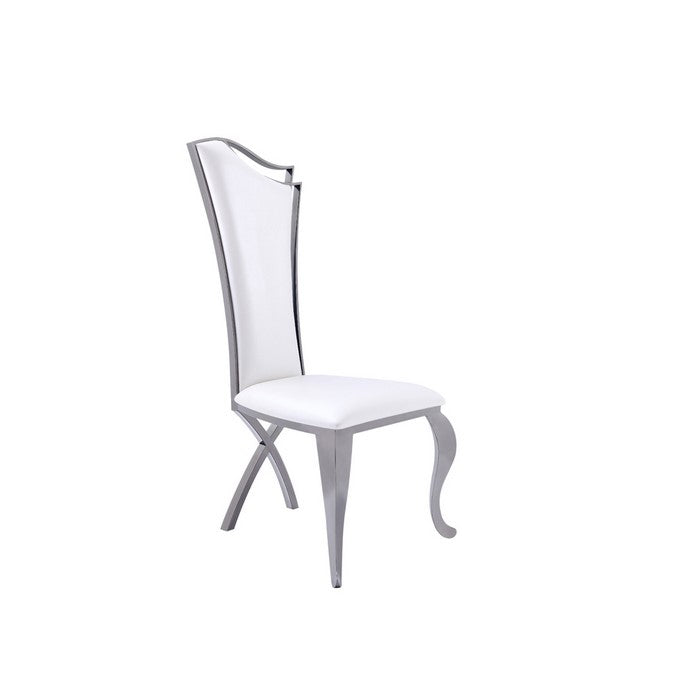 Leatherette Dining Chair with Metal Cabriole Legs, Set of 2,Black and White