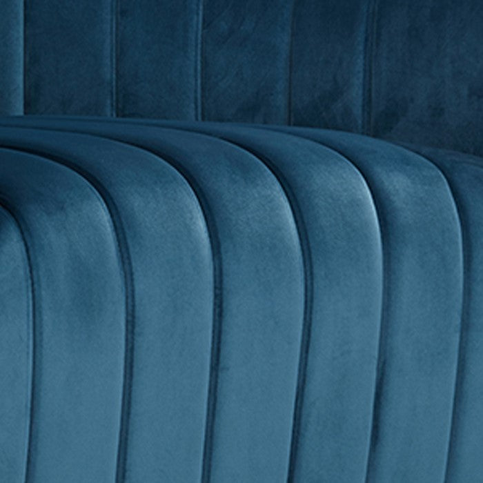Lounge Chair with Stitched Channels and Swivel Mechanism, Blue and Gold