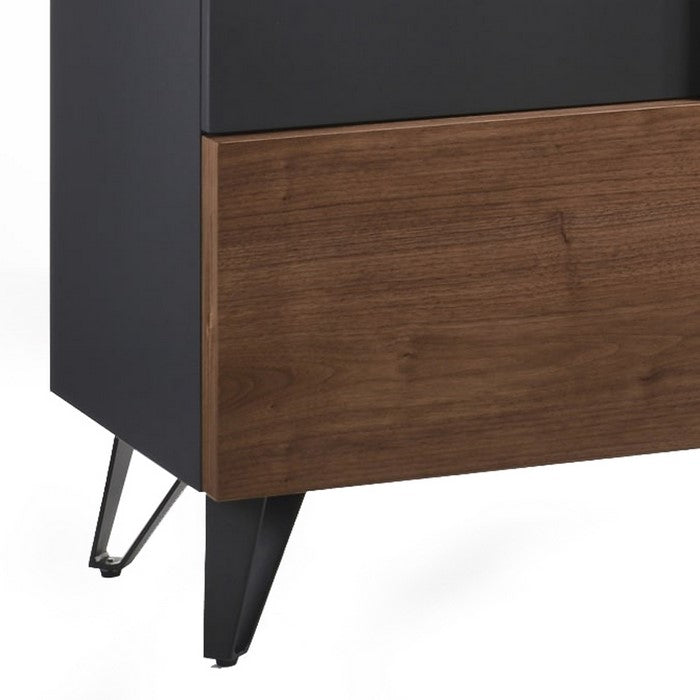 4 Drawer Buffet with Angled Feet and Floor Protectors, Brown and Black