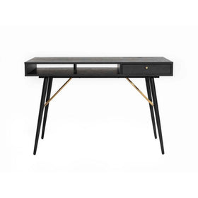 1 Storage Drawer Transitional Office Desk with Knob Pulls, Black and Gold
