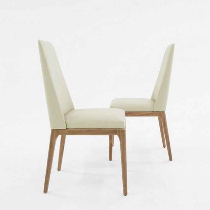 Leatherette Dining Chair with Wooden Straight Legs,Set of 2,Brown and Gray