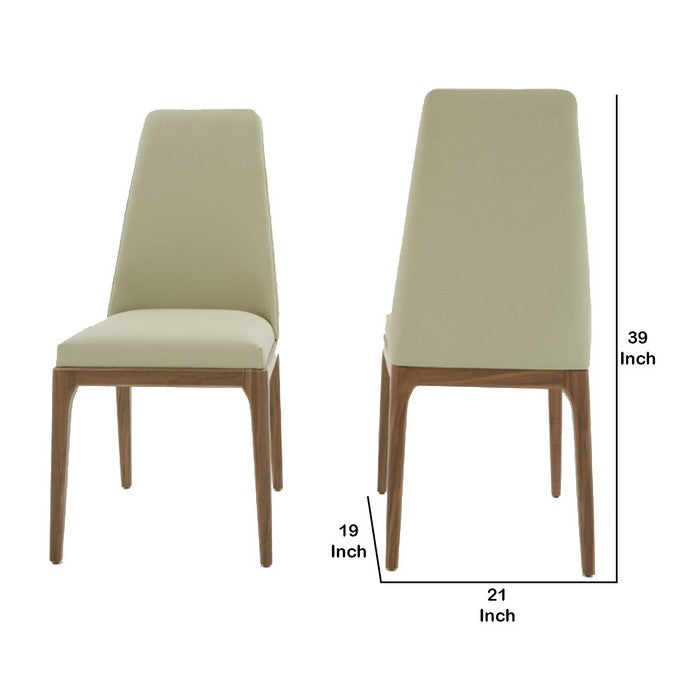 Leatherette Dining Chair with Wooden Straight Legs,Set of 2,Brown and Gray