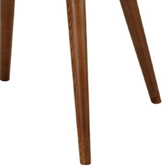 Curved Wooden Open Back Leatherette Dining Chair, Set of 2,Brown and Beige