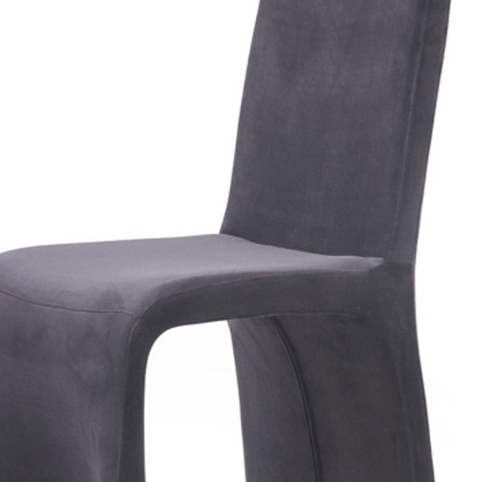 Velour Dining Chair with Stainless Steel Handle At Back , Set of 2, Gray