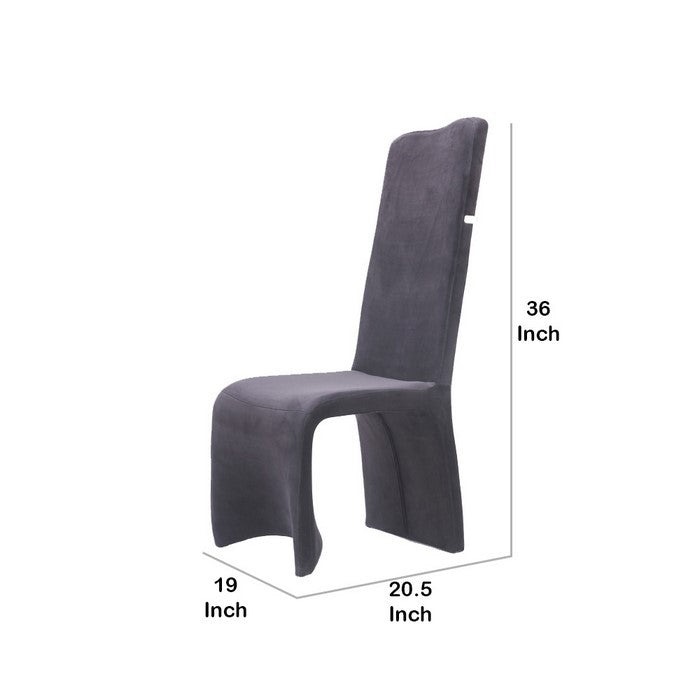 Velour Dining Chair with Stainless Steel Handle At Back , Set of 2, Gray