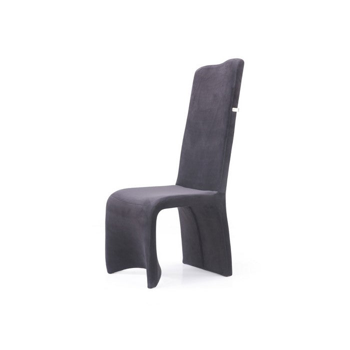 Velour Dining Chair with Stainless Steel Handle At Back , Set of 2, Gray