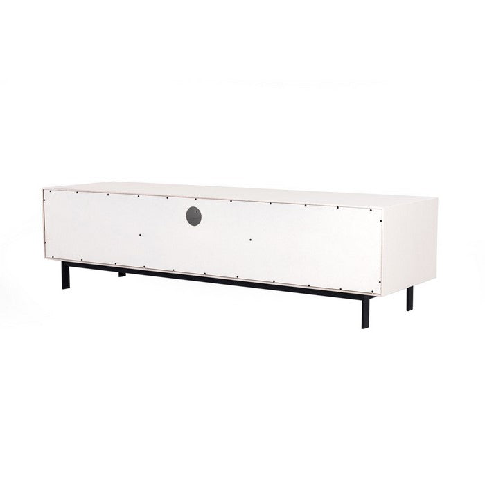 2 Storage Drawer Transitional Style TV Stand with Metal Legs, White