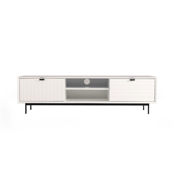 2 Storage Drawer Transitional Style TV Stand with Metal Legs, White