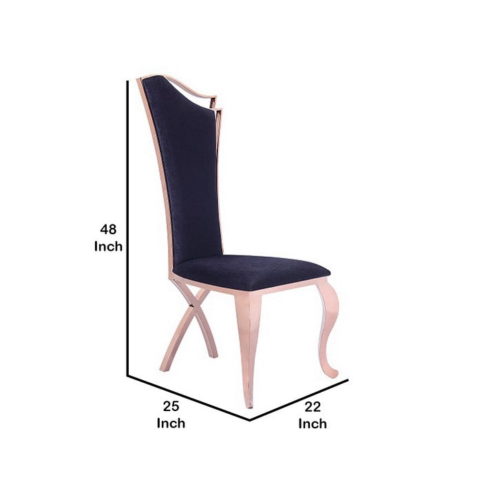Leatherette Dining Chair with Metal Cabriole Legs, Set of 2,Black and Gold