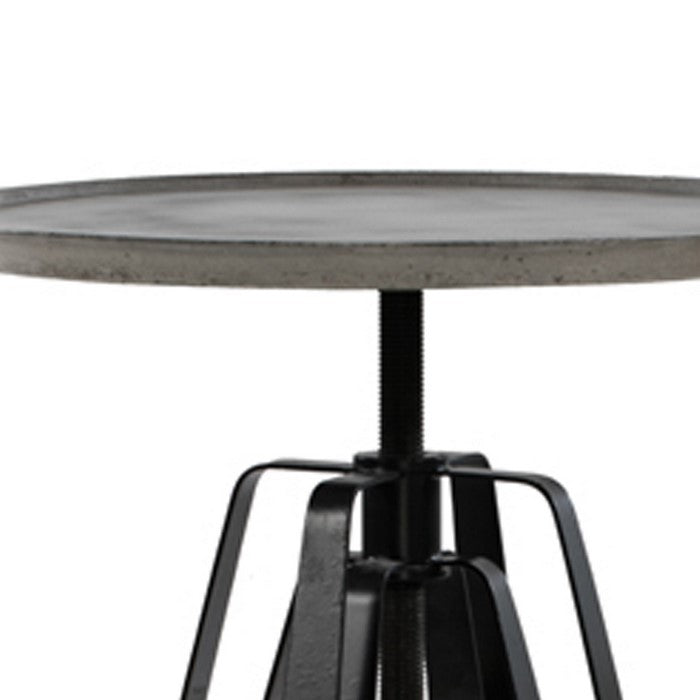 Round Wooden Bar Table with Adjustable Height and Angled Legs, Dark Gray