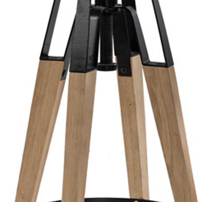 Round Wooden Bar Table with Adjustable Height and Angled Legs, Dark Gray