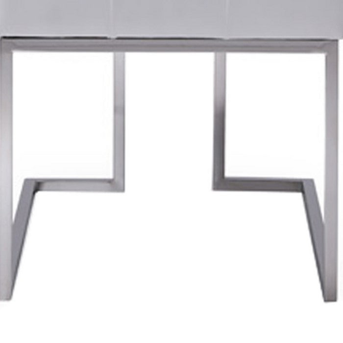 Leatherette Dining Chair with Cantilever Base, Set of 2, Silver and White