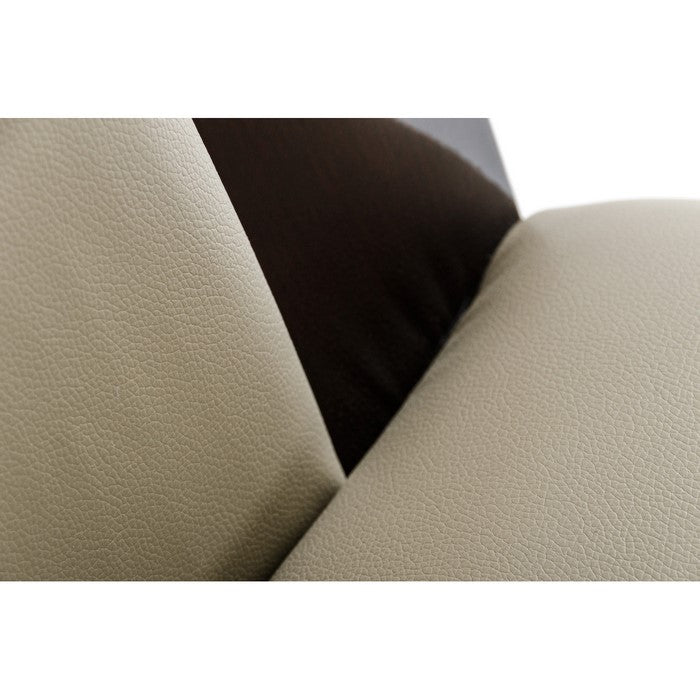 Leatherette Dining Chair with Sloped Backrest, Set of 2, Beige and Brown