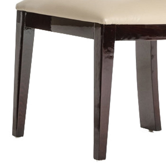 Leatherette Dining Chair with Sloped Backrest, Set of 2, Beige and Brown