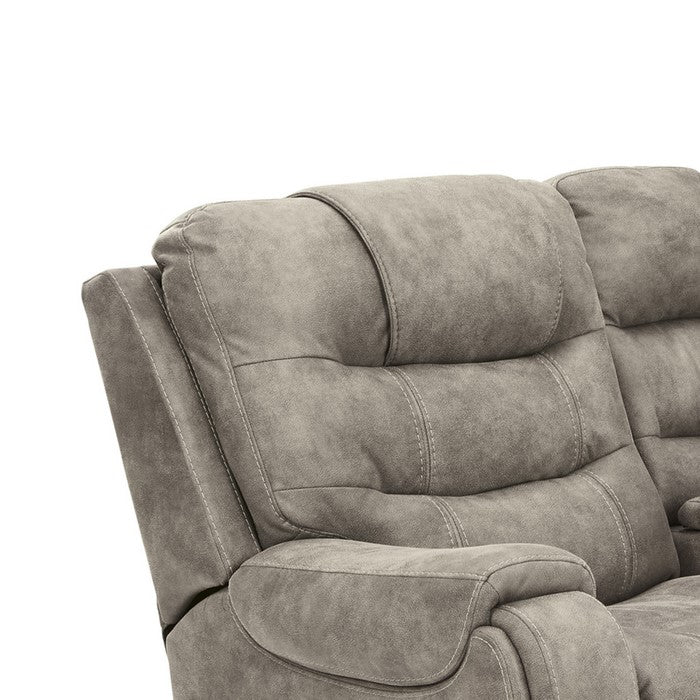 Upholstered Power Recliner Loveseat with Console and Pillow Arms , Gray