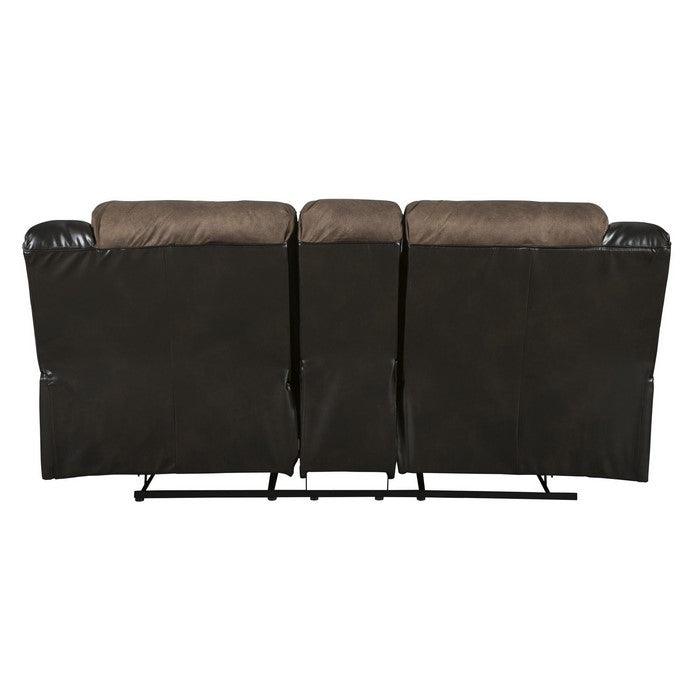 Leatherette Upholstered Recliner Loveseat with Cup Holders, Brown